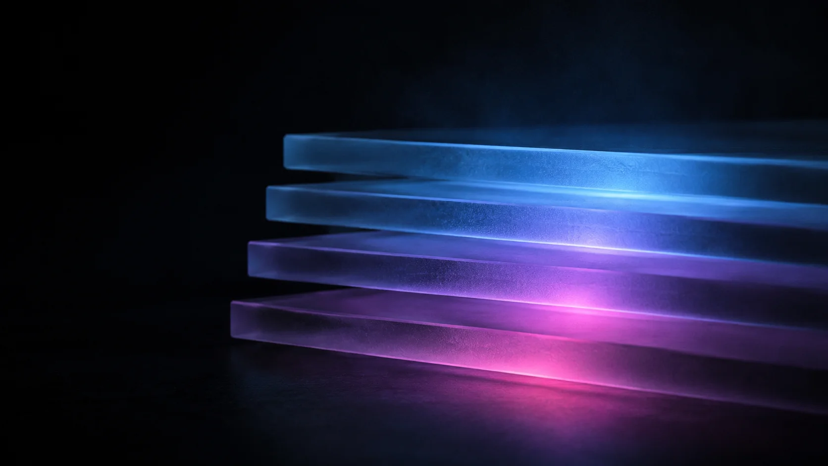 Frosted glass panels stacked in strict alignment