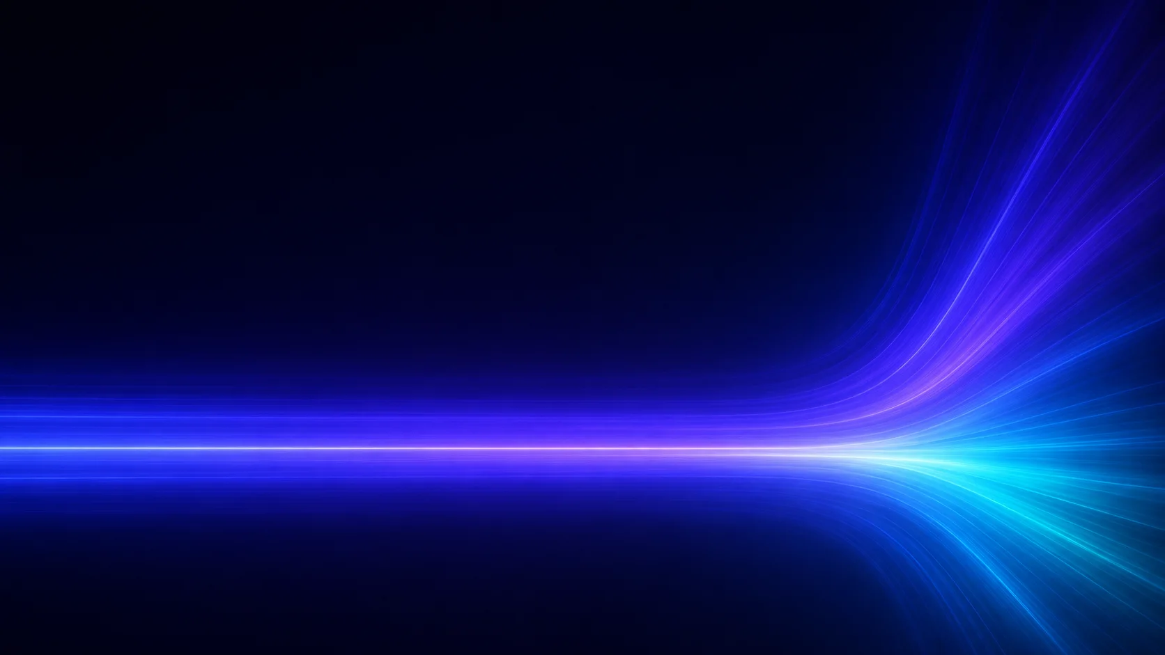 A single streak of blue light fanning into many strands against black