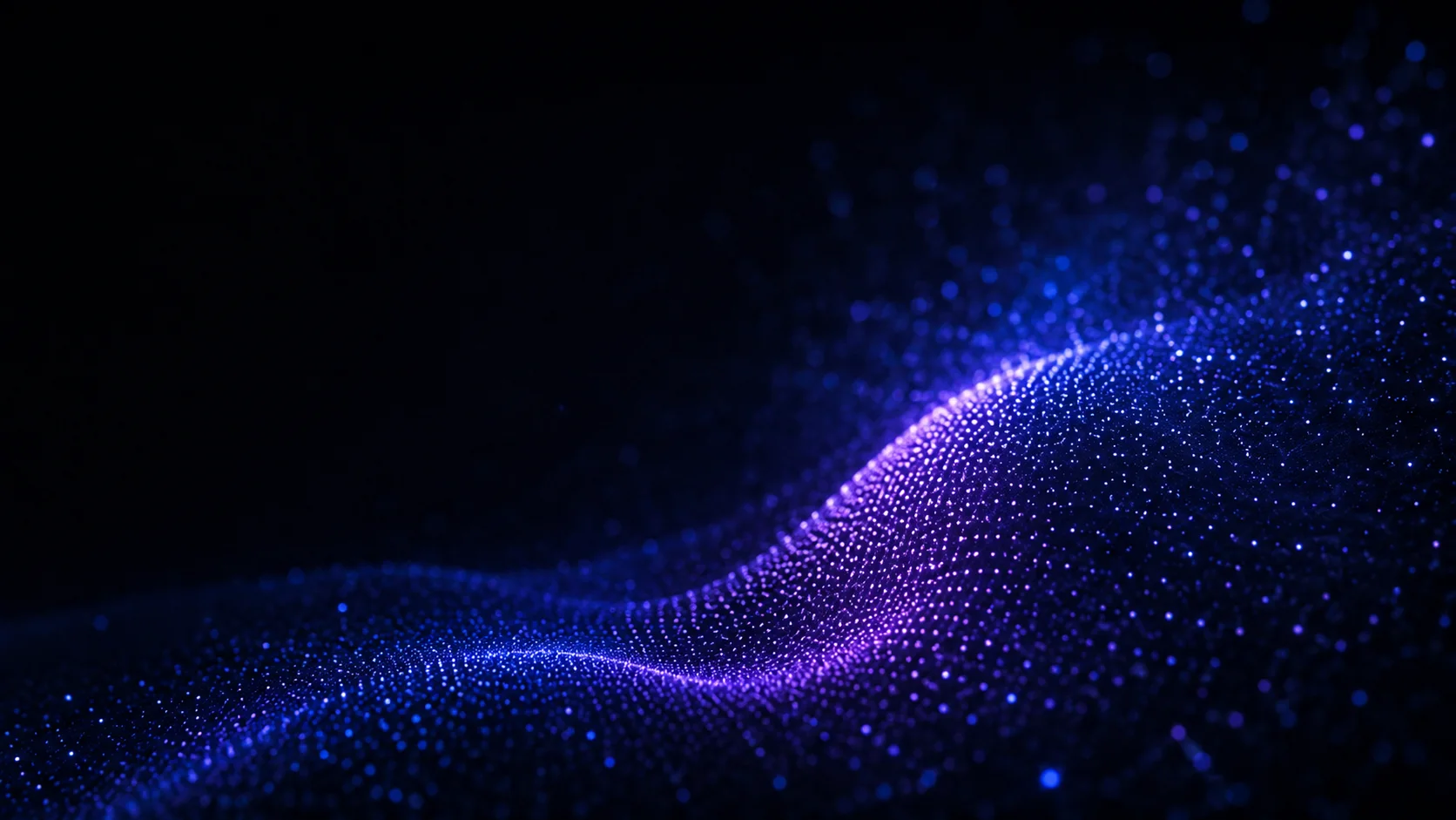 A wave of fine particles tracing a path through darkness